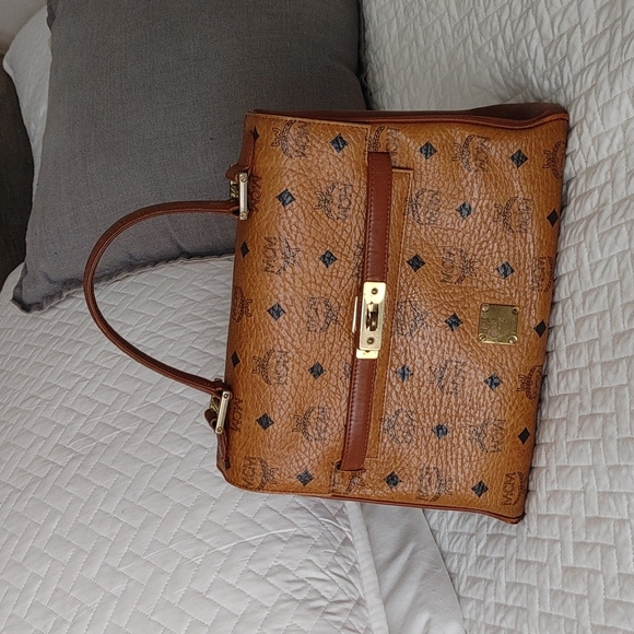 MCM Handbags - MCM vintage Monogram Kelly top handle satchel tote